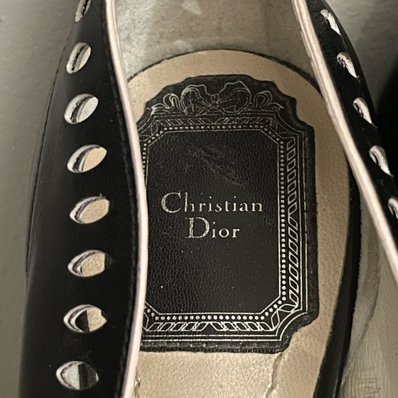 Dior Black Laser Cut Leather Pointed Toe Pumps Size 37 - Picture 2 of 11